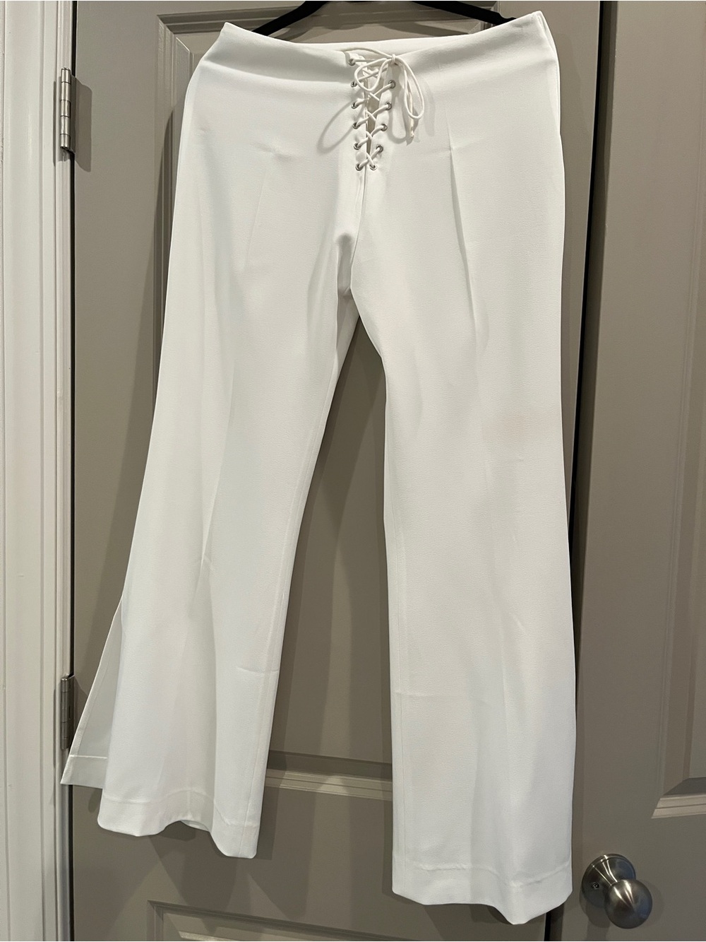 Valentino White Lace-Up Wide Leg Trousers
